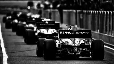 Renault motorsport black and white picture